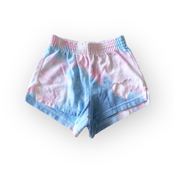 Soffe Other - Soffe ❤︎︎ Hand Tie Dye Embellished Shorts ❤︎︎ Heart Cut Out ❤︎︎ Pink Blue ❤︎︎ XS